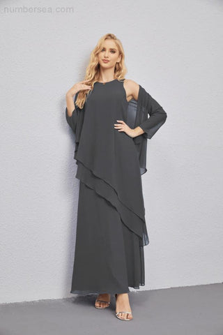 Mother of Bride Dresses with Open Front Lightweight Cardigan Formal Prom Gown 28081-numbersea
