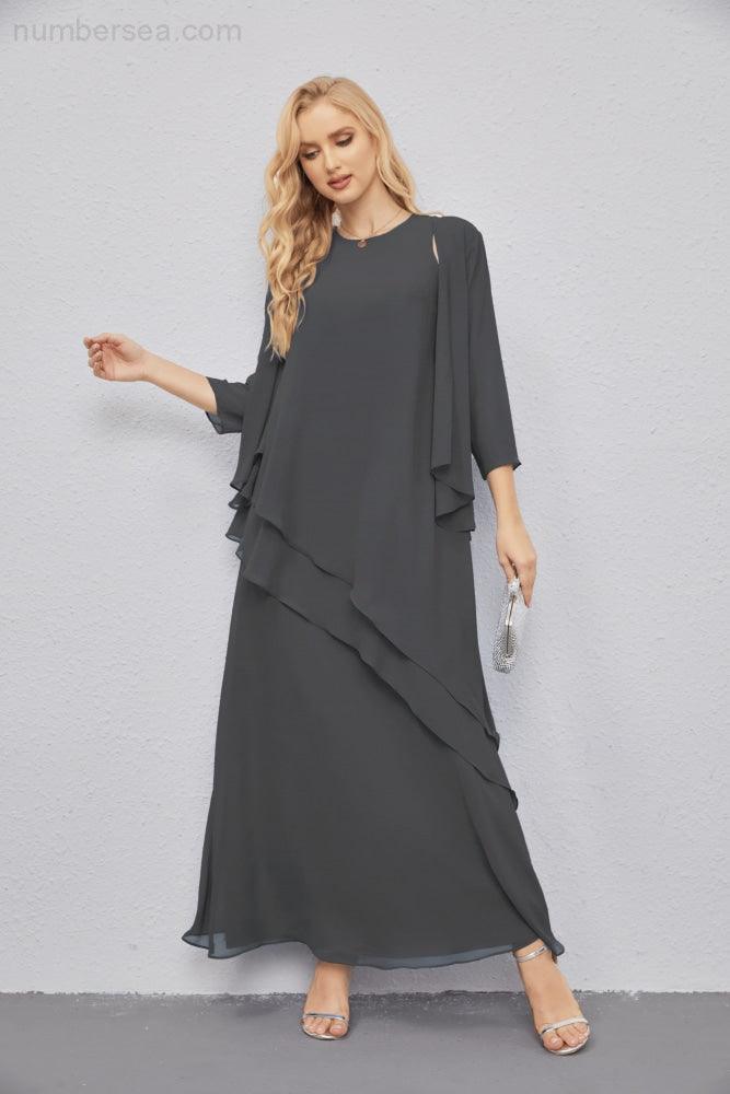 Mother of Bride Dresses with Open Front Lightweight Cardigan Formal Prom Gown 28081-numbersea