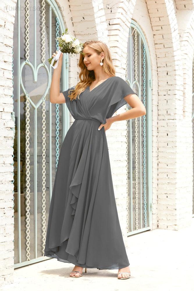 Numbersea Mother Of The Bride Dresses Plus Size V-Neck Floor Length Formal Prom Dress For Wedding