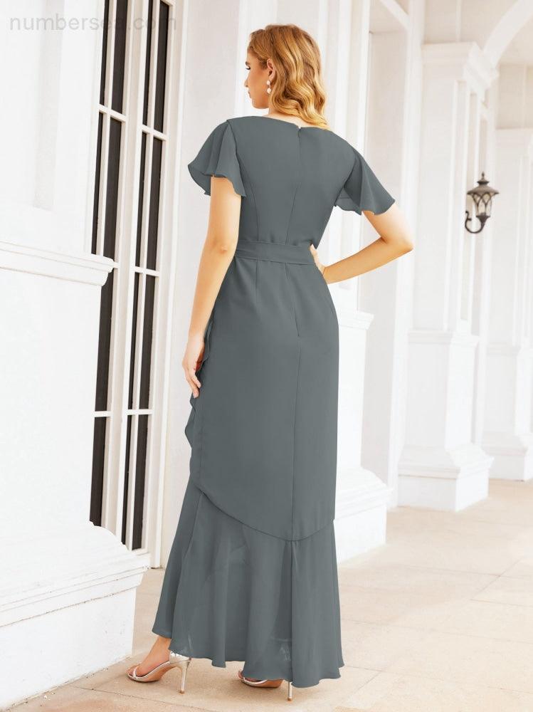 Numbersea Ruffled Bridesmaid Dresses Mermaid Formal Violin Evening Party Prom Gowns 28042-numbersea