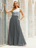 Lace Bridesmaid Dress Floor Length Evening Gowns with Pockets 28017-numbersea