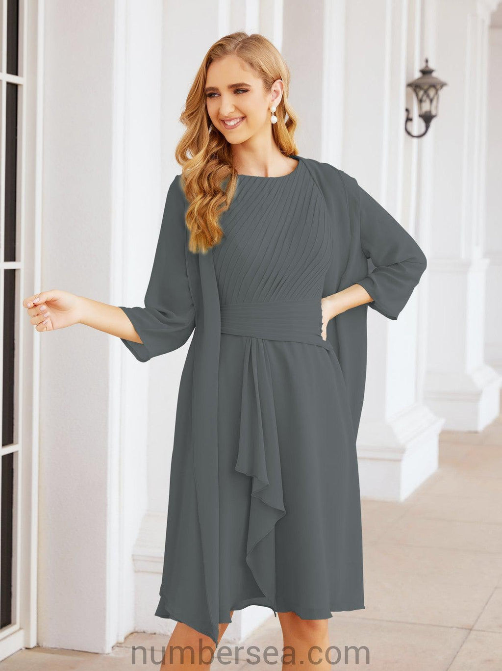 Numbersea Chiffon Mother Of The Bride Dresses Prom Dress For Wedding Guest Casual Pleated 28065 Crow