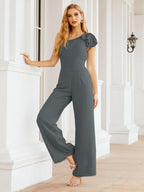 Numbersea Womens One Shoulder Chiffon Long Jumpsuit Formal Evening Dress Bridesmaid Dresses Pants