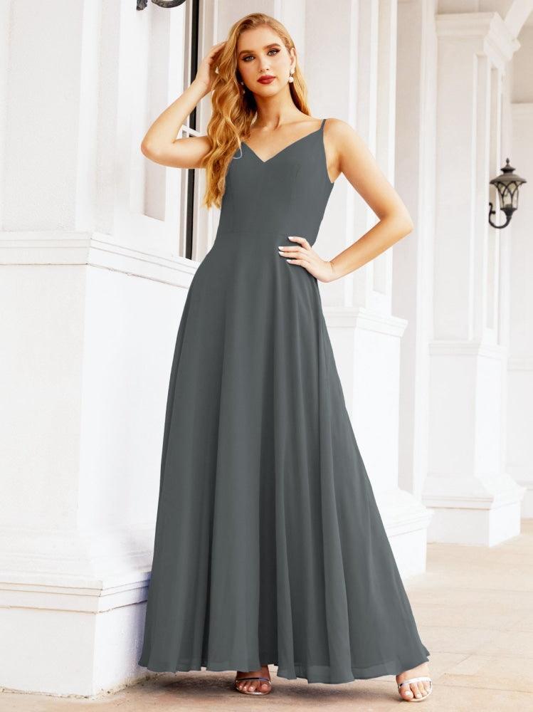 Numbersea Spaghetti Strap Bridesmaid Dresses V Neck Butterfly Back Fromal Evening Party Prom Gown 28036-numbersea
