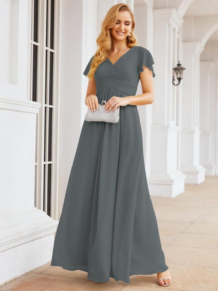 Numbersea Formal Prom Gowns for Mother of The Bride Cap Sleeves Bridesmaid Dress 28047-numbersea