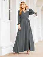 Numbersea Women's Chiffon Bridesmaid Dress A line Long Sleeves Formal Evening Prom Gown for Wedding Guest 28032-numbersea