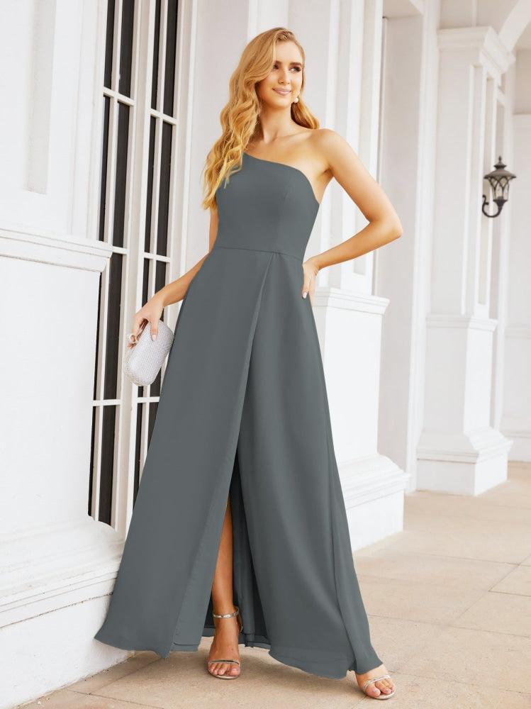 Numbersea Women's One Shoulder Formal Prom Gowns for Mother of The Bride Side Slit Bridesmaid Dresses 28052-numbersea