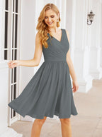 Numbersea Homecoming Dresses Knee Length Skirt V Back 28062 Crow Cyan