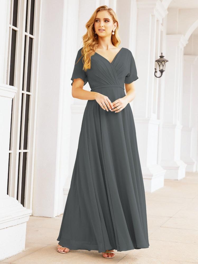 Numbersea Formal Prom Gowns for Mother of The Bride Short Sleeves Bridesmaid Dress 28049-numbersea