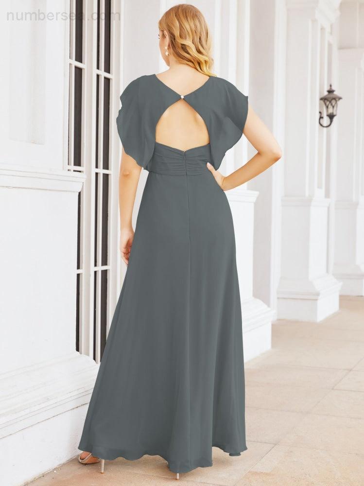 Numbersea Bridesmaid Dresses Cape Formal Prom Dress Open Back Gowns for Mother of The Bride 28058-numbersea