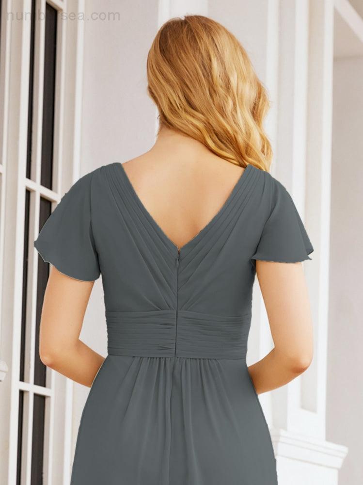 Numbersea Formal Prom Gowns for Mother of The Bride Cap Sleeves Bridesmaid Dress 28047-numbersea