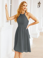 Numbersea Neckholder-Brautjungfernkleid aus Chiffon, kurz, ärmellos, formelles Partykleid, offener Rücken, 28023