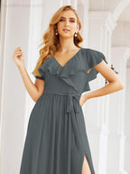 Bridesmaid Dresses with Flutter Sleeves Formal Evening Party Prom Gowns 28044-numbersea