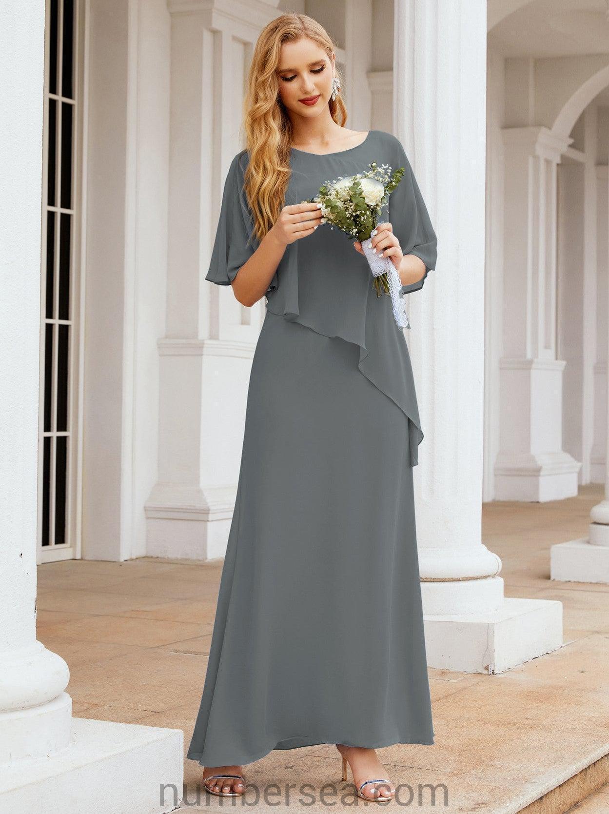 Numbersea Formal Party Gown Dress Long Chiffon Mother Of The Bride Dresses With Ruffle Cape 28026