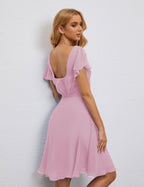 Numbersea Chiffon Bridesmaid Dress V Neck Short Cocktail Gowns For Juniors Homecoming Dresses 28077