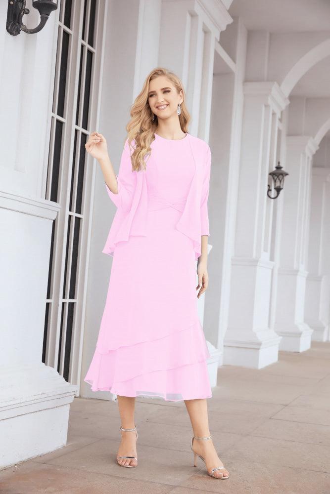 Two-Piece A-Line Mother Of The Bride Dress Formal Party Gown 28072 Candy Pink