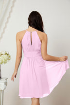 Halter Bridesmaid Dresses Knee Length A Line Formal Evening Party Cocktail Dress 28011
