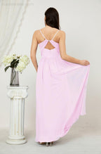 Numbersea Neck Bridesmaid Dresses Chiffon Long Spaghetti A-line Formal Prom Gown for Wedding Party Evening 2801-numbersea