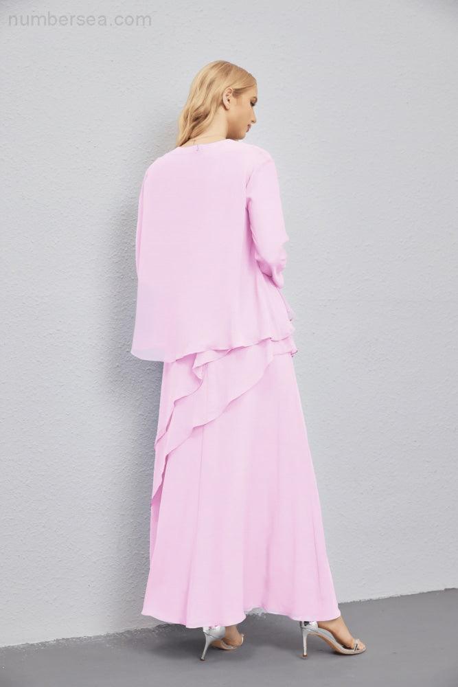 Mother of Bride Dresses with Open Front Lightweight Cardigan Formal Prom Gown 28081-numbersea