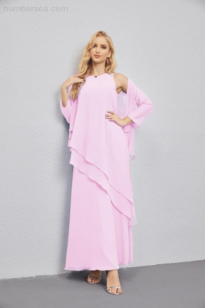 Mother of Bride Dresses with Open Front Lightweight Cardigan Formal Prom Gown 28081-numbersea