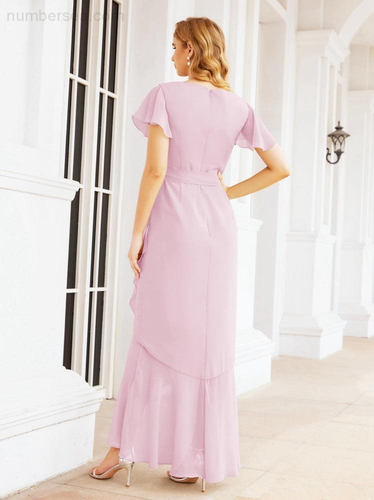 Numbersea Ruffled Bridesmaid Dresses Mermaid Formal Violin Evening Party Prom Gowns 28042-numbersea