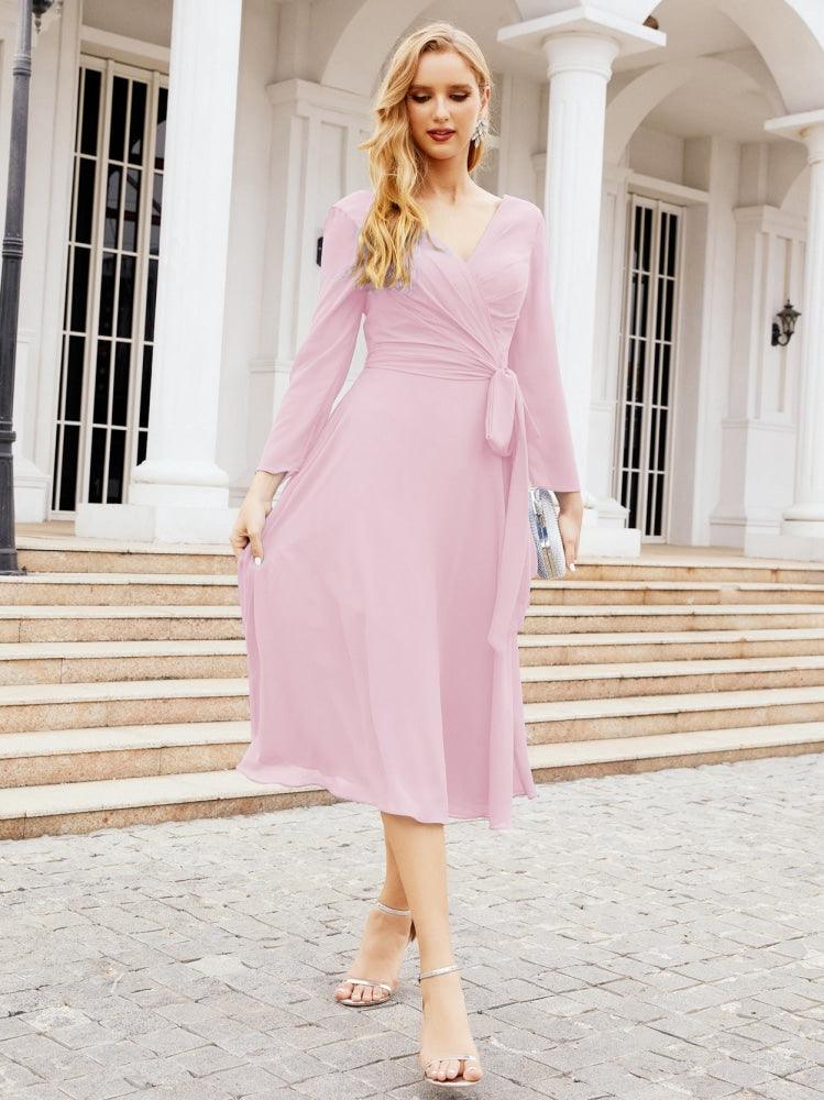 Bridesmaid Dress V-Back Waist Belt Mother of the Bride Wedding Guest 28031-numbersea