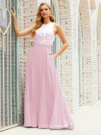 Lace Bridesmaid Dress Floor Length Evening Gowns with Pockets 28017-numbersea