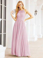 Numbersea Sleeveless Bridesmaid Dresses Long Prom Gown Zipper with Keyhole Back 28056-numbersea