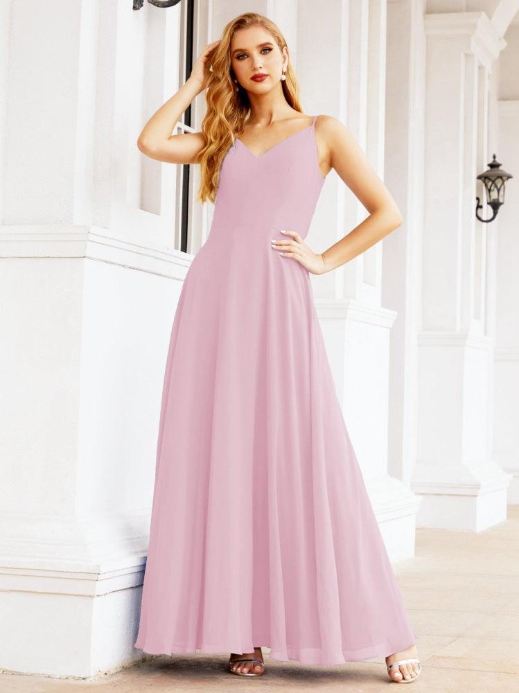 Numbersea Spaghetti Strap Bridesmaid Dresses V Neck Butterfly Back Fromal Evening Party Prom Gown 28036-numbersea