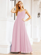 Numbersea Spaghetti Strap Bridesmaid Dresses V Neck Butterfly Back Fromal Evening Party Prom Gown 28036-numbersea