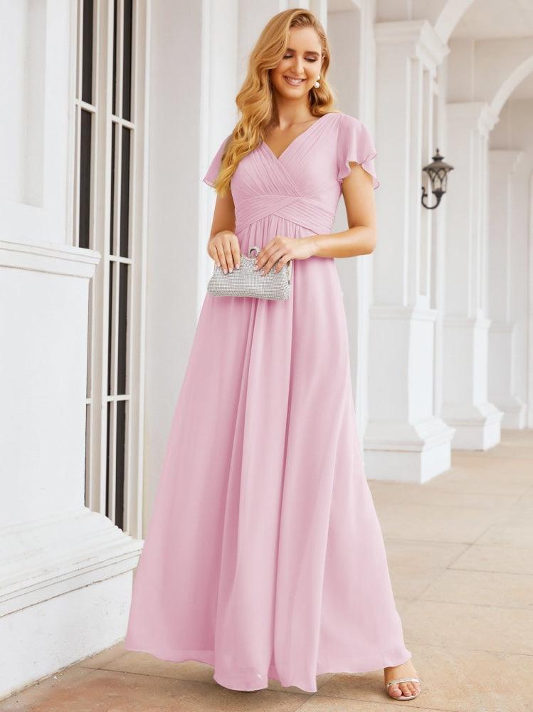 Numbersea Formal Prom Gowns for Mother of The Bride Cap Sleeves Bridesmaid Dress 28047-numbersea