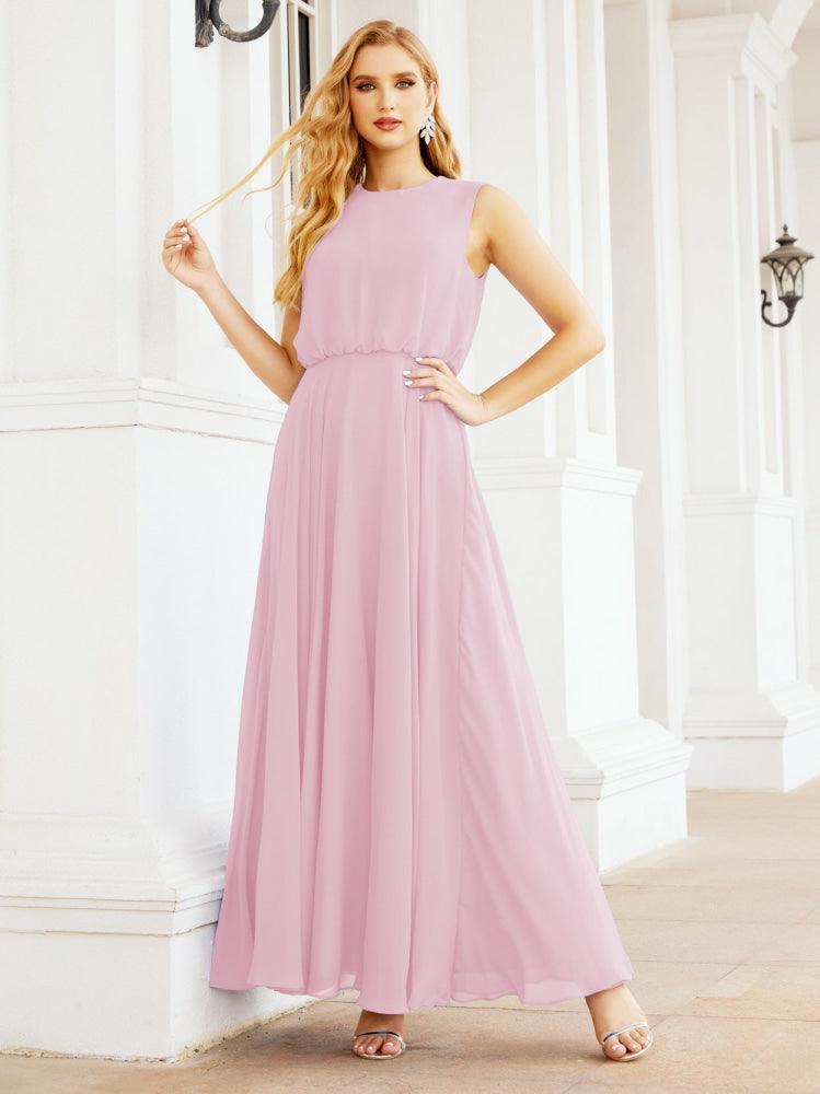 Numbersea Sleeveless Long Bridesmaid Dress A line Formal Evening Prom Gown 28025-numbersea