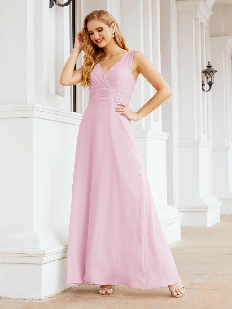 Formal Prom Gown Elegant V-Neck Sleeveless Bridesmaid Dresses for Wedding Party 28037-numbersea