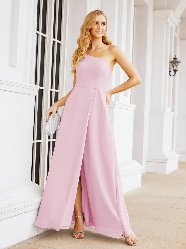 Numbersea Women's One Shoulder Formal Prom Gowns for Mother of The Bride Side Slit Bridesmaid Dresses 28052-numbersea