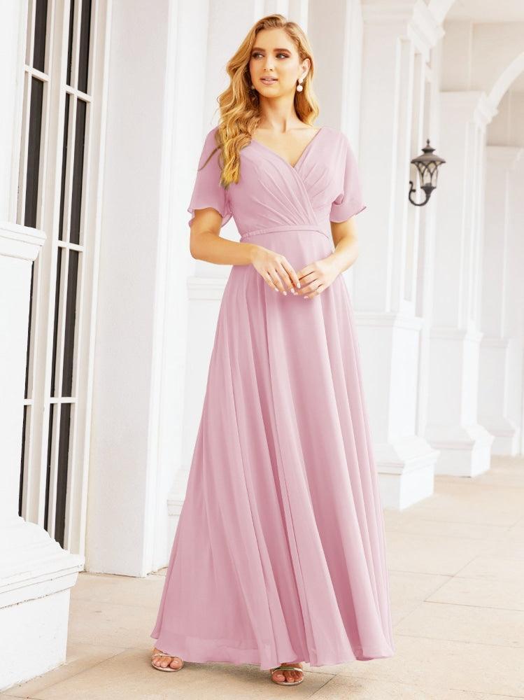 Numbersea Formal Prom Gowns for Mother of The Bride Short Sleeves Bridesmaid Dress 28049-numbersea