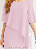 Numbersea Formal Party Gown Dress Long Chiffon Mother Of The Bride Dresses With Ruffle Cape 28026