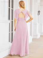 Numbersea Bridesmaid Dresses Cape Formal Prom Dress Open Back Gowns for Mother of The Bride 28058-numbersea