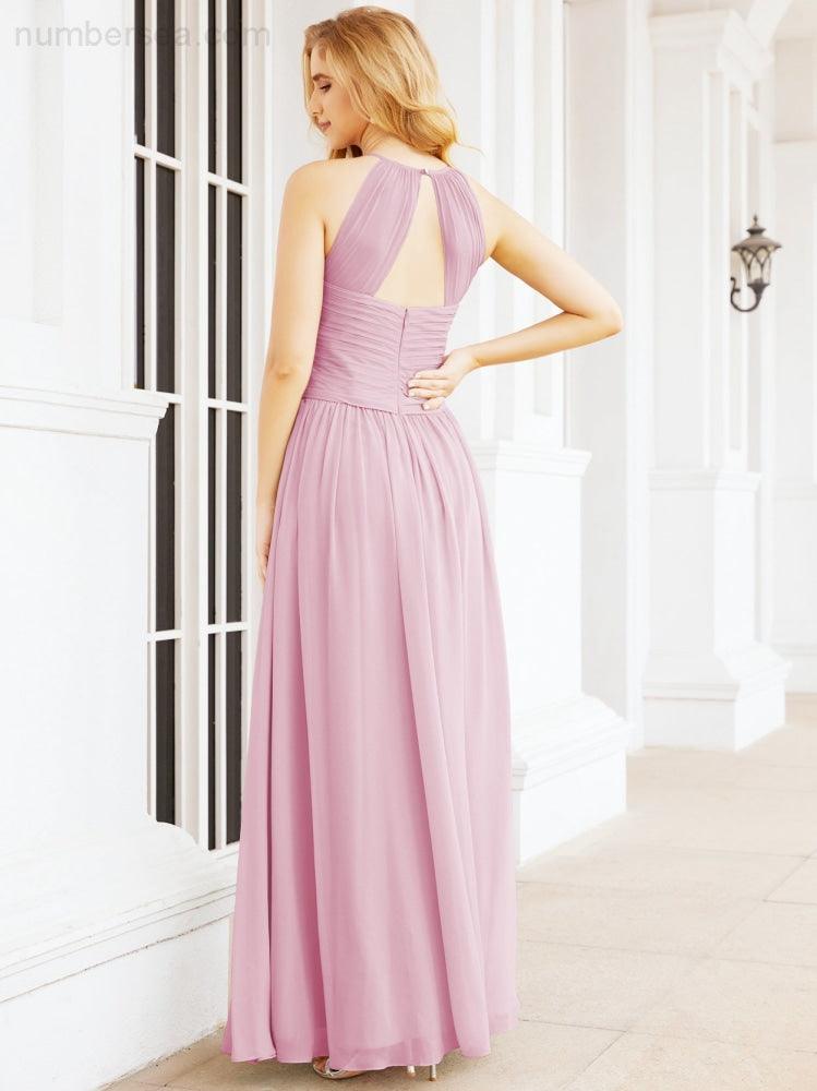 Numbersea Sleeveless Bridesmaid Dresses Long Prom Gown Zipper with Keyhole Back 28056-numbersea