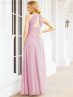 Numbersea Sleeveless Bridesmaid Dresses Long Prom Gown Zipper with Keyhole Back 28056-numbersea