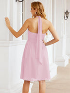Numbersea Neckholder-Brautjungfernkleid aus Chiffon, kurz, ärmellos, formelles Partykleid, offener Rücken, 28023