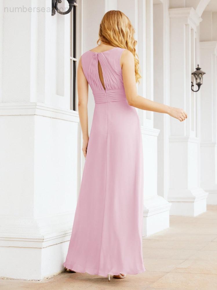 Formal Prom Gown Elegant V-Neck Sleeveless Bridesmaid Dresses for Wedding Party 28037-numbersea