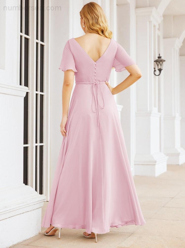 Numbersea Formal Prom Gowns for Mother of The Bride Short Sleeves Bridesmaid Dress 28049-numbersea