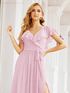 Bridesmaid Dresses with Flutter Sleeves Formal Evening Party Prom Gowns 28044-numbersea