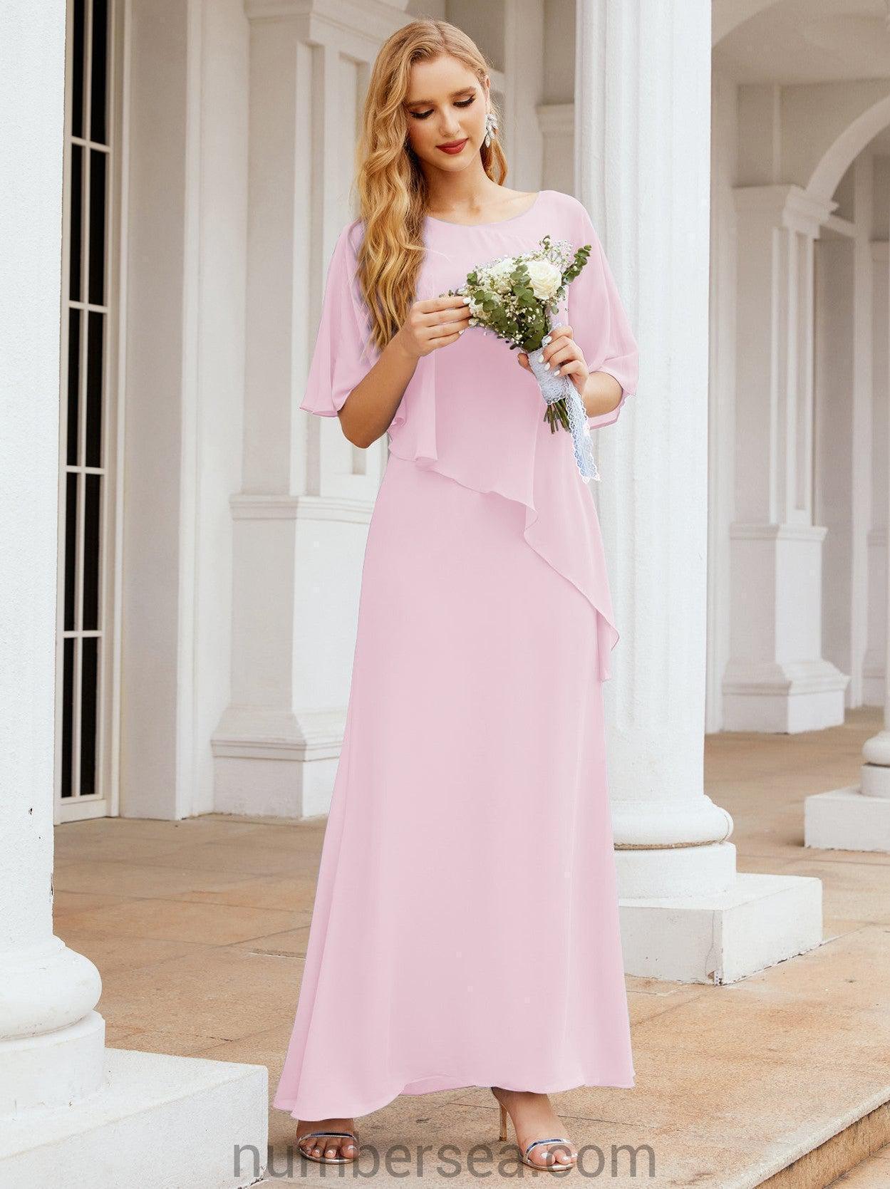 Numbersea Formal Party Gown Dress Long Chiffon Mother Of The Bride Dresses With Ruffle Cape 28026
