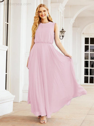 Numbersea Sleeveless Long Bridesmaid Dress A line Formal Evening Prom Gown 28025-numbersea