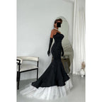 Trompeten-/Meerjungfrauen-Kleid, schulterfrei, elegant, für Abend, Party, Ball