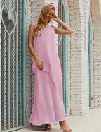 Chiffon Long Plus Size Mother Of Bride Dresses Formal Bridesmaid Prom Gown 28019 Candy Pink