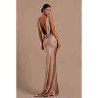 Numbersea Sexy Deep V Neck Backless Mermaid Long Formal Evening Dress