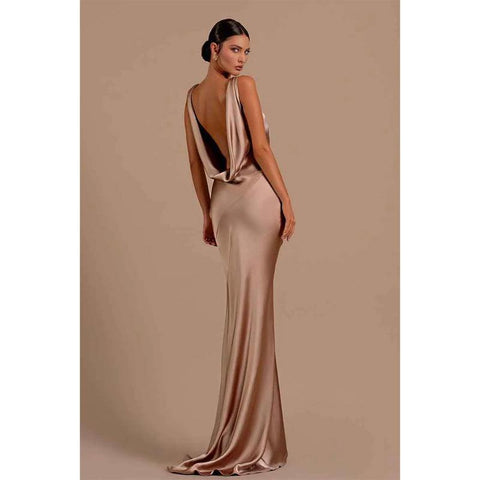 Numbersea Sexy Deep V Neck Backless Mermaid Long Formal Evening Dress