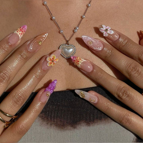 Ophelia's Sunset Handmade gel false nails press on nails